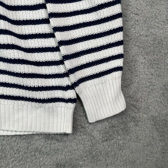 J. Crew Striped Button Mockneck Cotton Pullover Sweater White Blue XXL - Picture 5 of 10